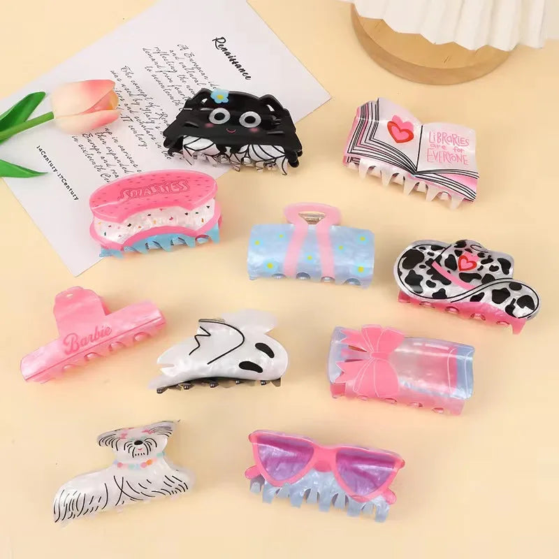 Colorful Print Resin Hair Claws for Women Girl Geometric Pink Color Hair Accessories Trend Creativity Personality Hairpin NEW